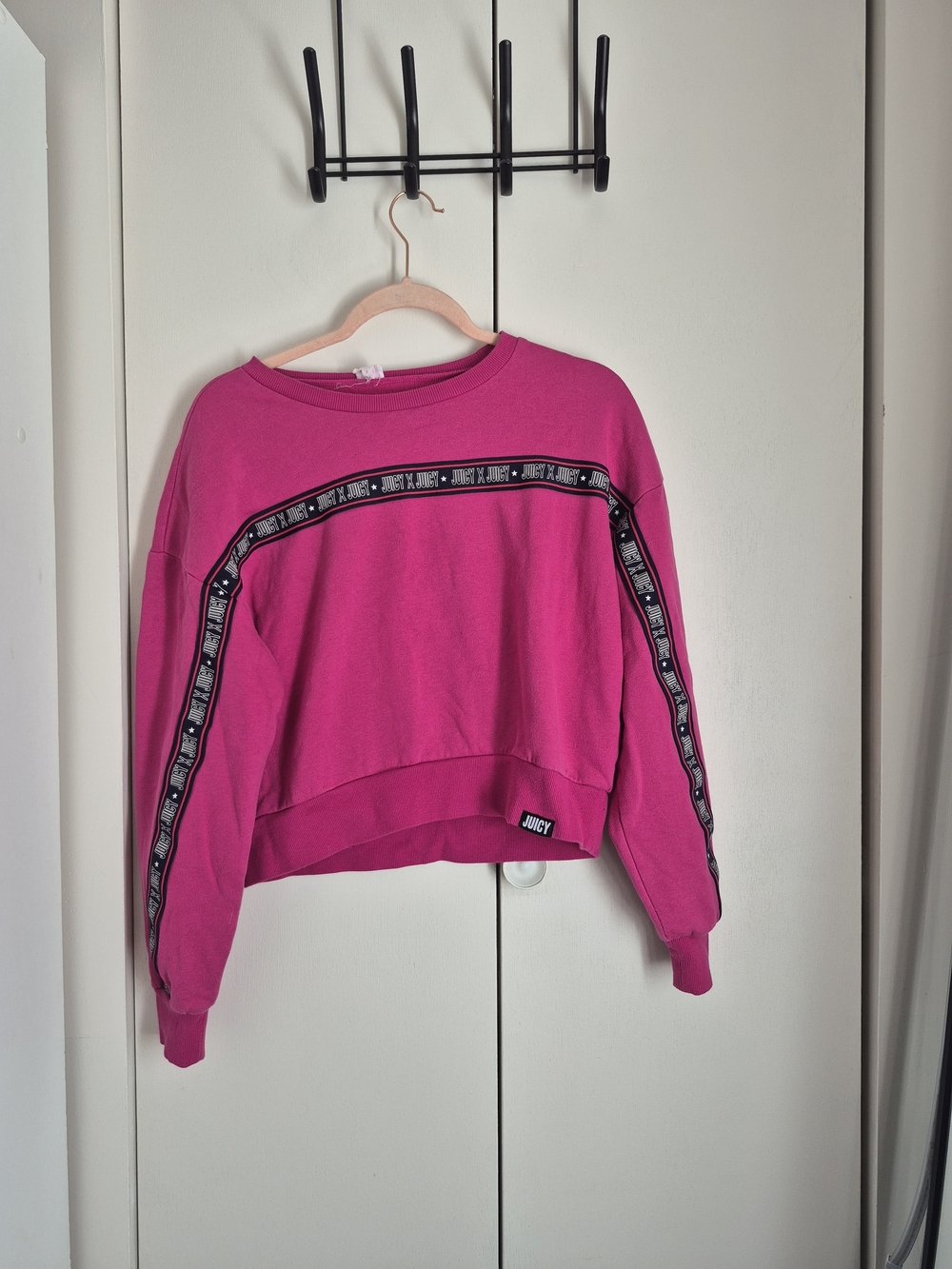 Juicy Couture Bright Pink Cropped Sweatshirt with Logo Tape